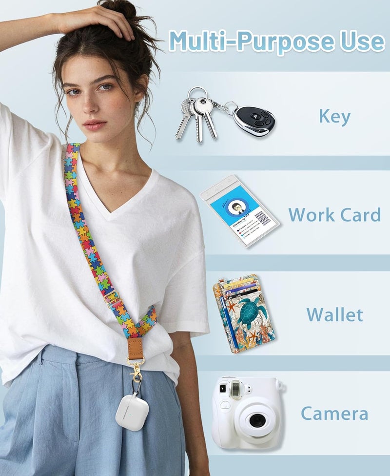 Yonlevres Phone Lanyard Wrist Strap Crossbody, Autism Puzzle Cell Phone Lanyard for around the Neck Wristlet Adjustable Strap Compatible with Most Smartphones for Keys Case ID Badges - Image 4